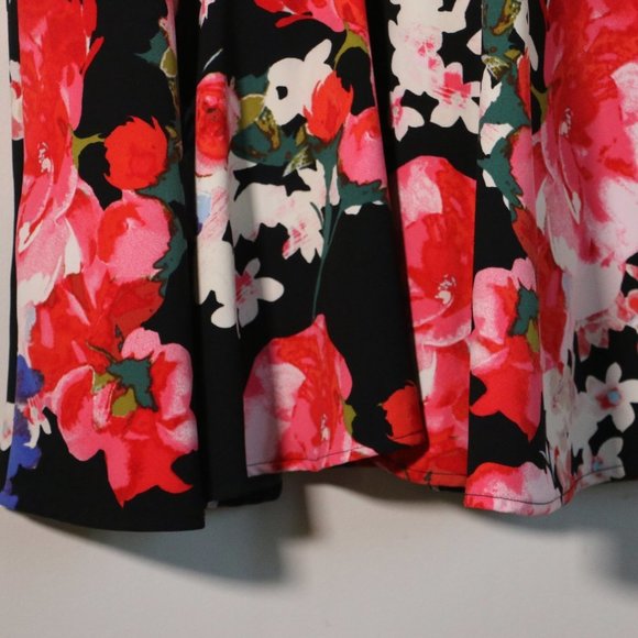 Guess dress Brook sleeveless floral black red fit and flare Midi - Picture 6 of 9